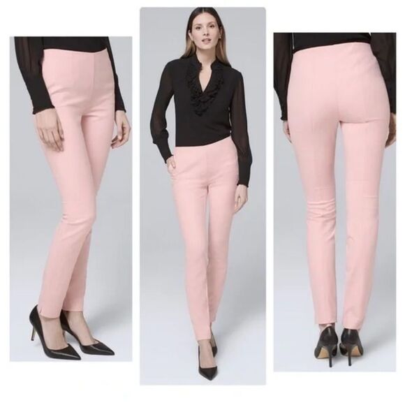 NWT The Skinny White House Black Market Goddess Pink Stretch Shinny Pant Size 6 - Picture 10 of 10